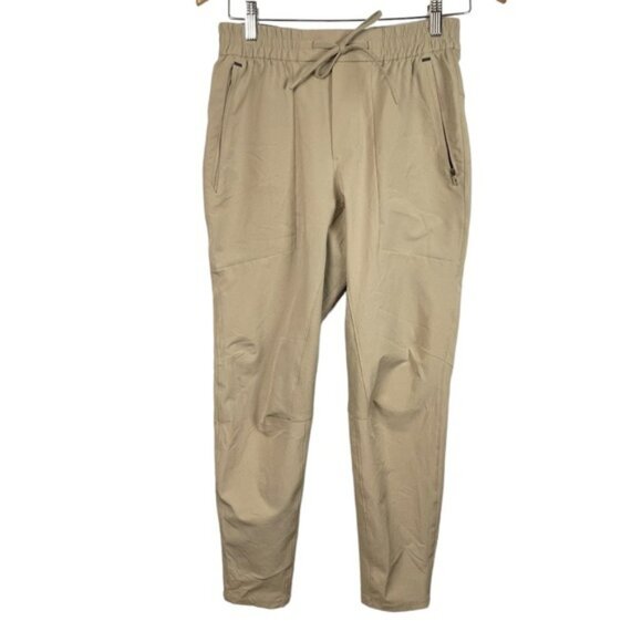 Lululemon Athletica Men Khaki Joggers Size Small Elastic Waist Snap Button Cuff - Picture 1 of 14